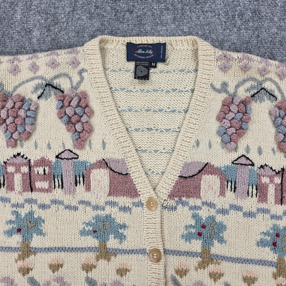 Allen Solly Cardigan Womens Medium Cottagecore Knit Scenic Grapes Floral Grandma - Picture 9 of 16